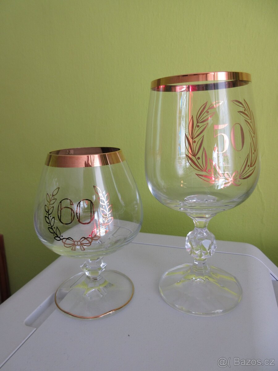Dárkové sklenky k výročí - 50 a 60 let.