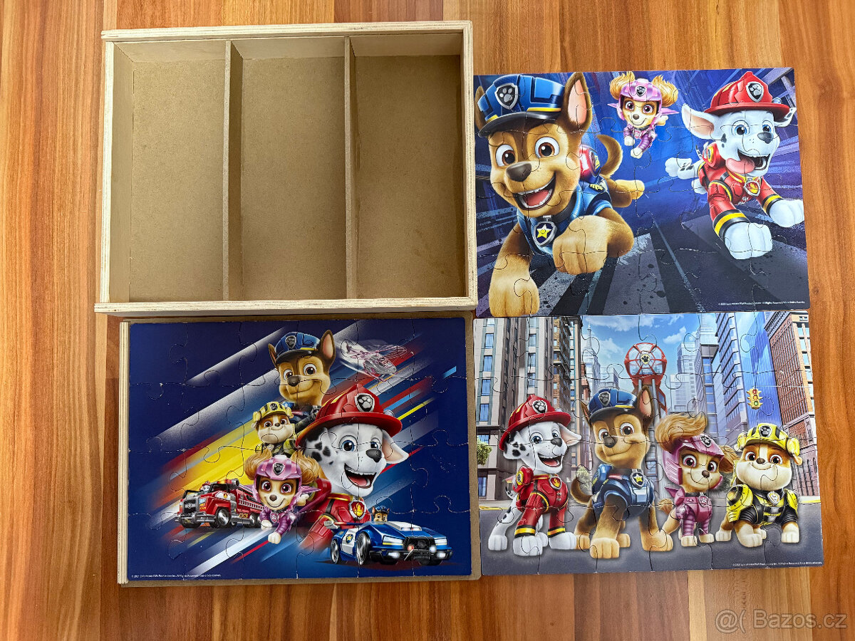 Dřevěné puzzle Tlapková patrola 3x24 dílků