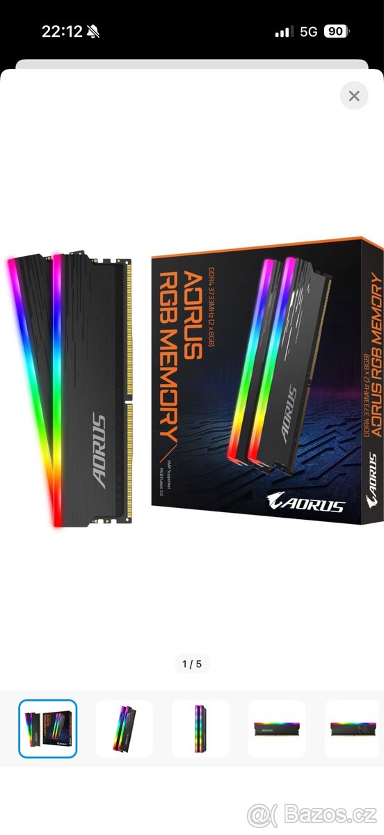 GIGABYTE AORUS 16GB KIT DDR4 3733MHz CL18 RGB