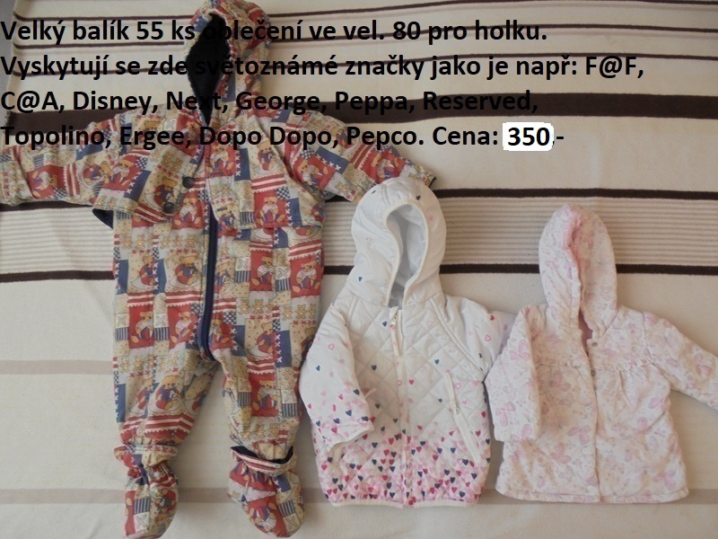 MEGA BALÍK 61 KS DÍVČÍHO OBLEČENÍ VEL.80 ZA SUPER CENU 350,-