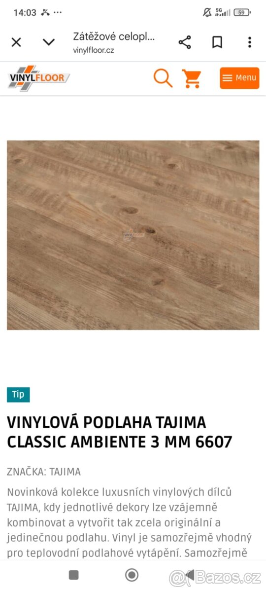 Lepená vinylová podlaha