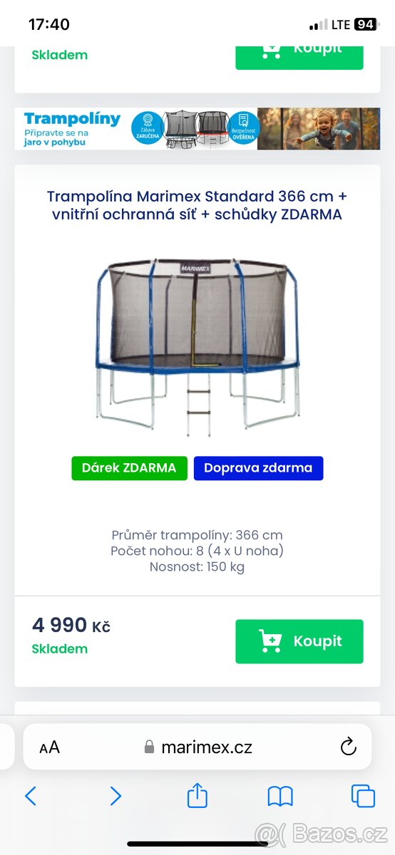 Trampolína 366cm