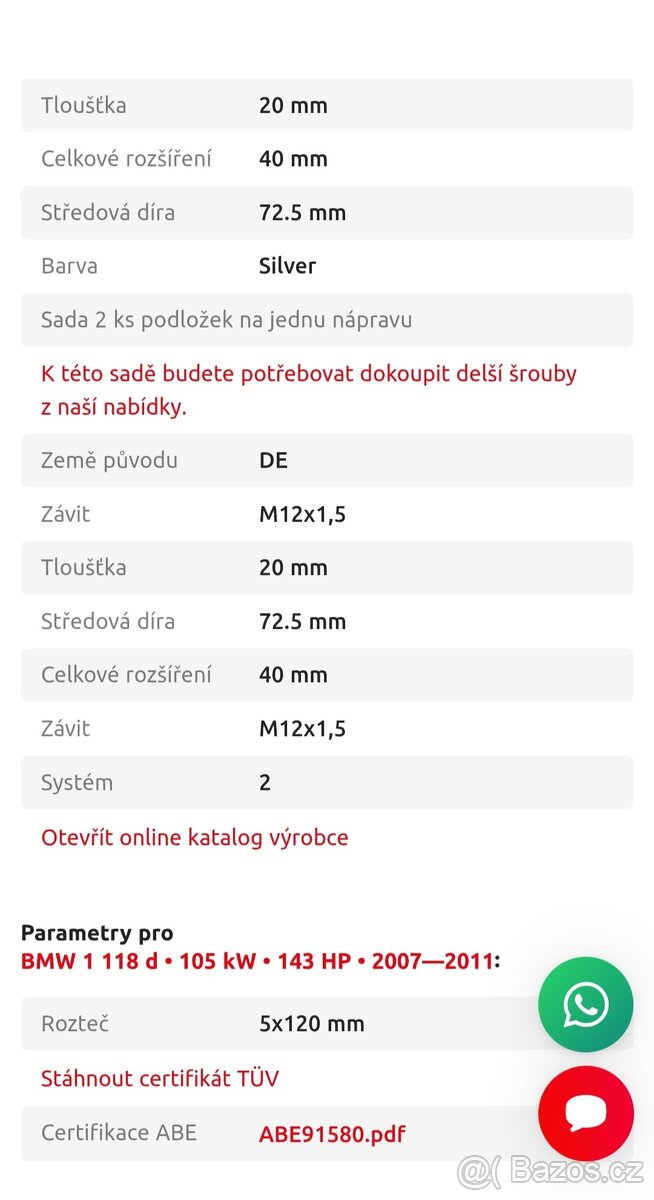 Podložky Eibach 20mm