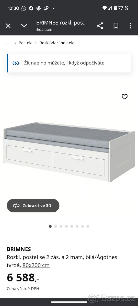 Rozkládací postel Brimnes IKEA