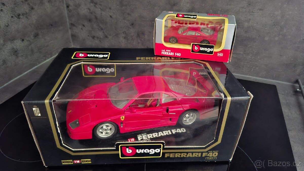 Ferrari F40 3x varianta 1:18 Bburago + dárek 1:43
