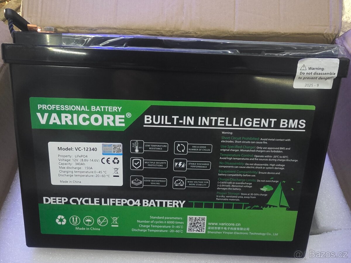 baterie LiFePO4 baterie VariCore 12.8V 340Ah s BMS, 4KW