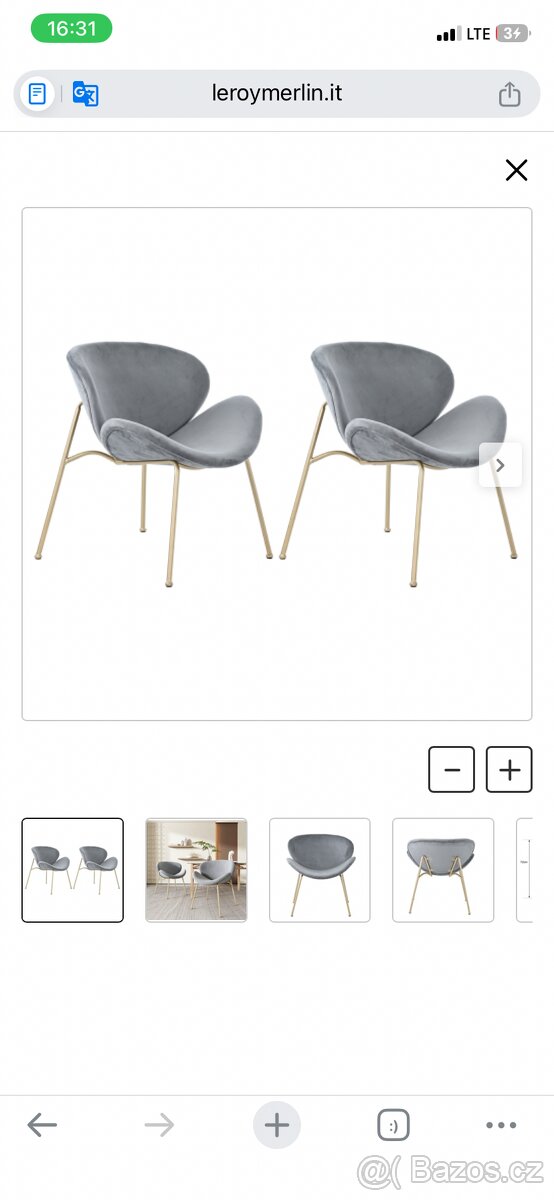 Šedé židle se zlatými nožičkami