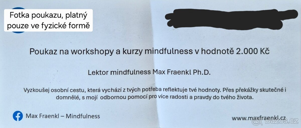 Poukaz na kurz MINDFULNESS v hodnotě 2000,-Kč
