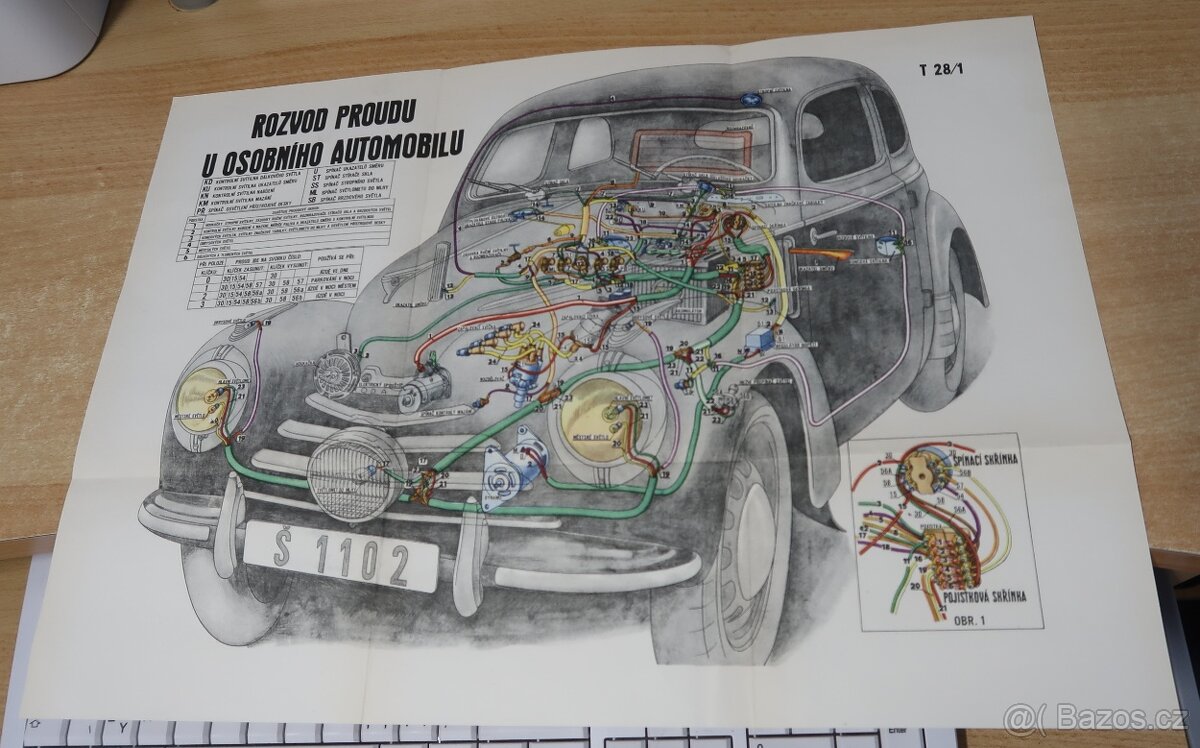 Škoda 1102, ŠKODA 1101 Tudor origo 47x34cm z roku 1962