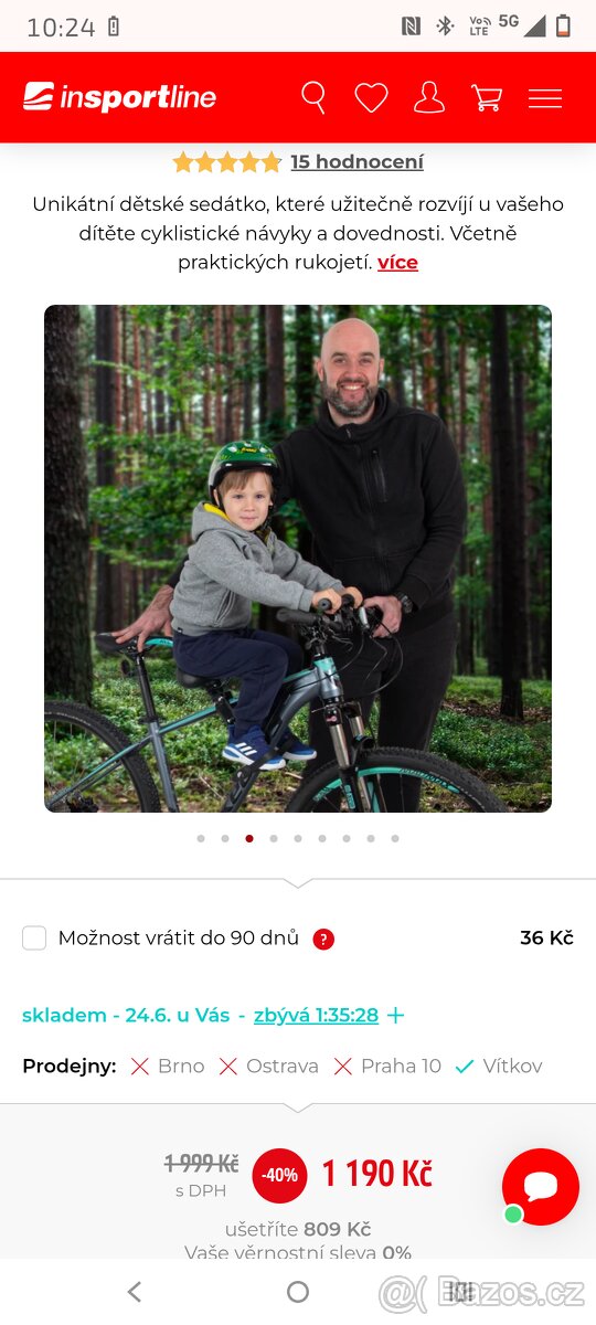 Dětská sedačka na kolo. Dopředu na rám. 2 kusy
