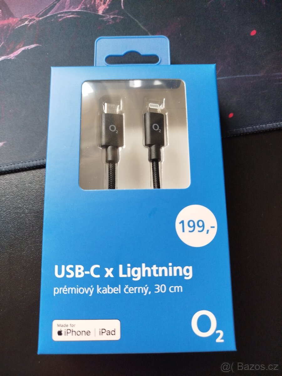USB C x lightning premiový kabel černý