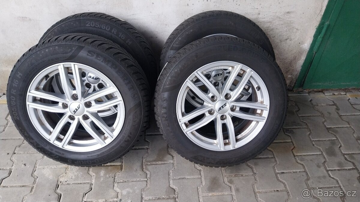 Prodám alu ATS na vozy Audi,VW, Škoda pneu 205/60/16 zima