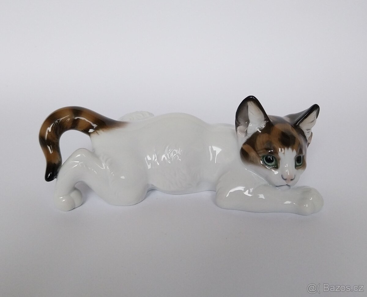 Porcelánová figurka - ležící kočka - Rosenthal