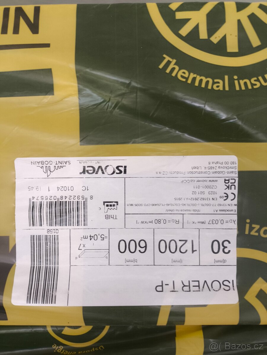 2x balení izolace Isover T-P tloušťka 30 mm (5,04 m2/bal.)