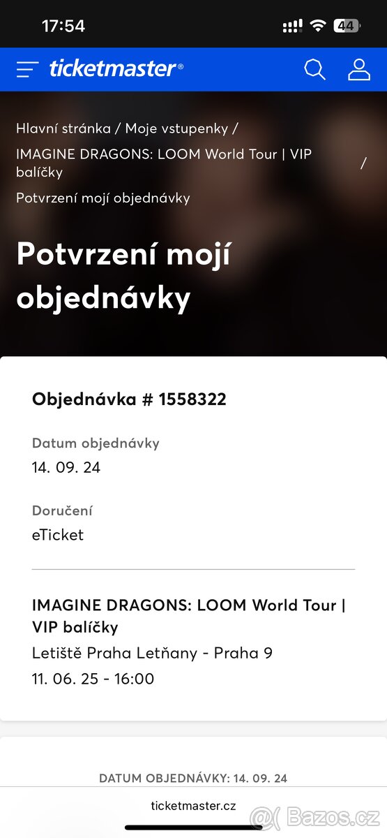 IMAGINE DRAGONS: LOOM World Tour Vstupenky VIP