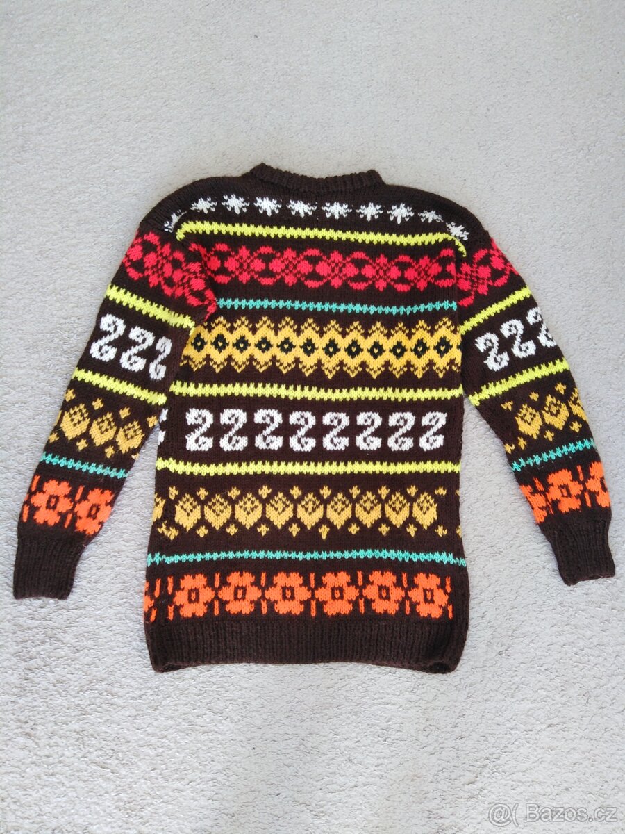Retro svetr ručně pletený