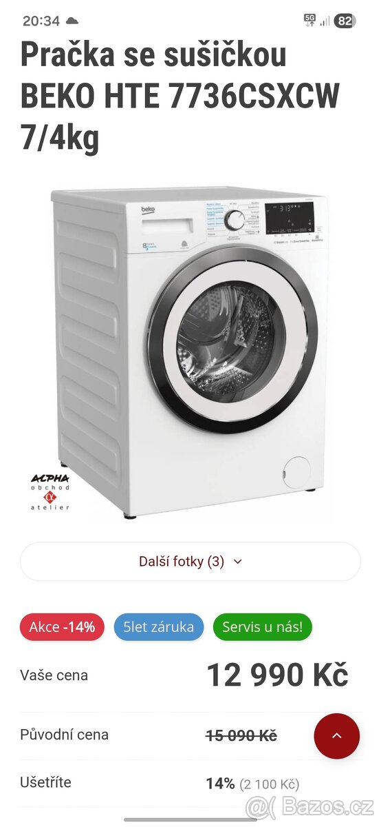 Beko pračka sušička