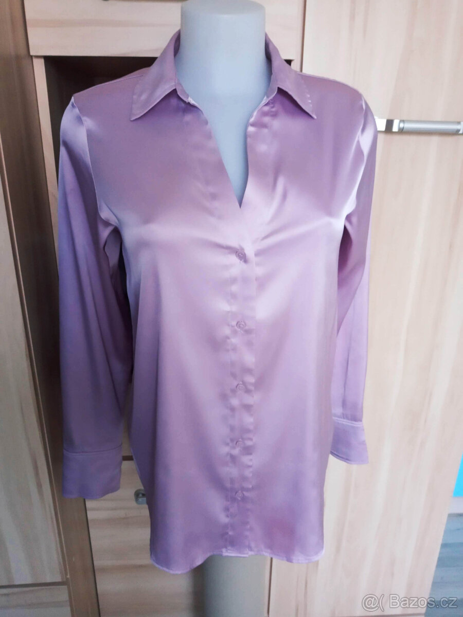 růžová saténová košile, zn.H&M