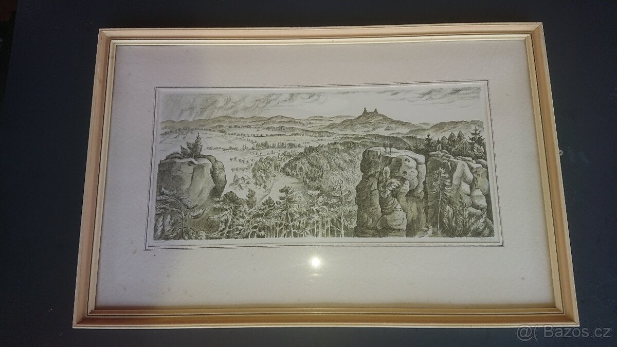 Litografie Trosky z Klokočských skal