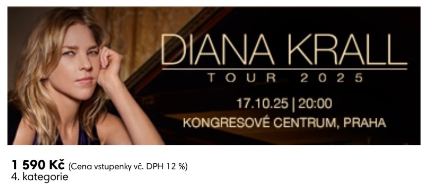 Prodám 2x vstupenku na Dianu Krall
