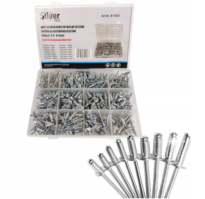 Sada nýtů pro nýtovačku 2.4–6.4 500ks