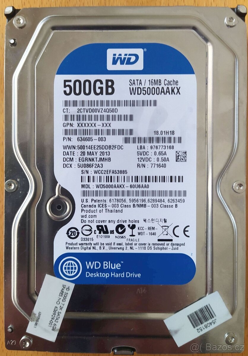 Levně disky 500GB SATA 3.5" do PC otestované