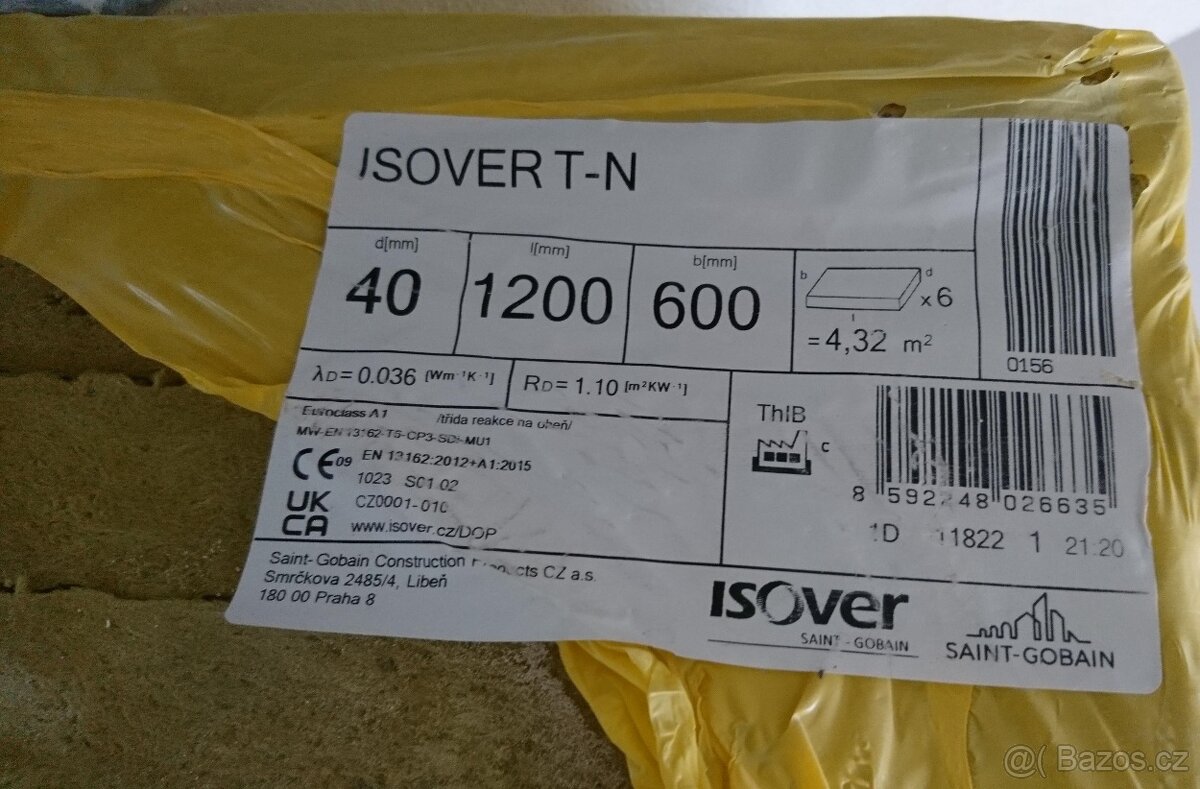 Kročejová tepelná izolace ISOVER T-N 40 mm - NEROZBALENO