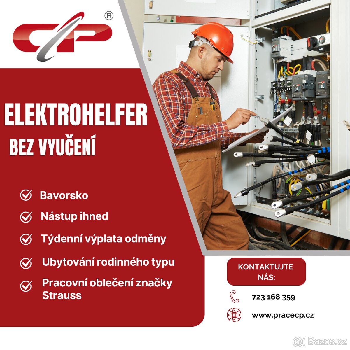 Elektrohelfer bez vyučení s týdenní výplatou až 3800 EUR měs