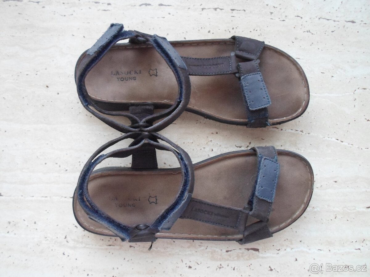 Modré boty sandály kožené - 35