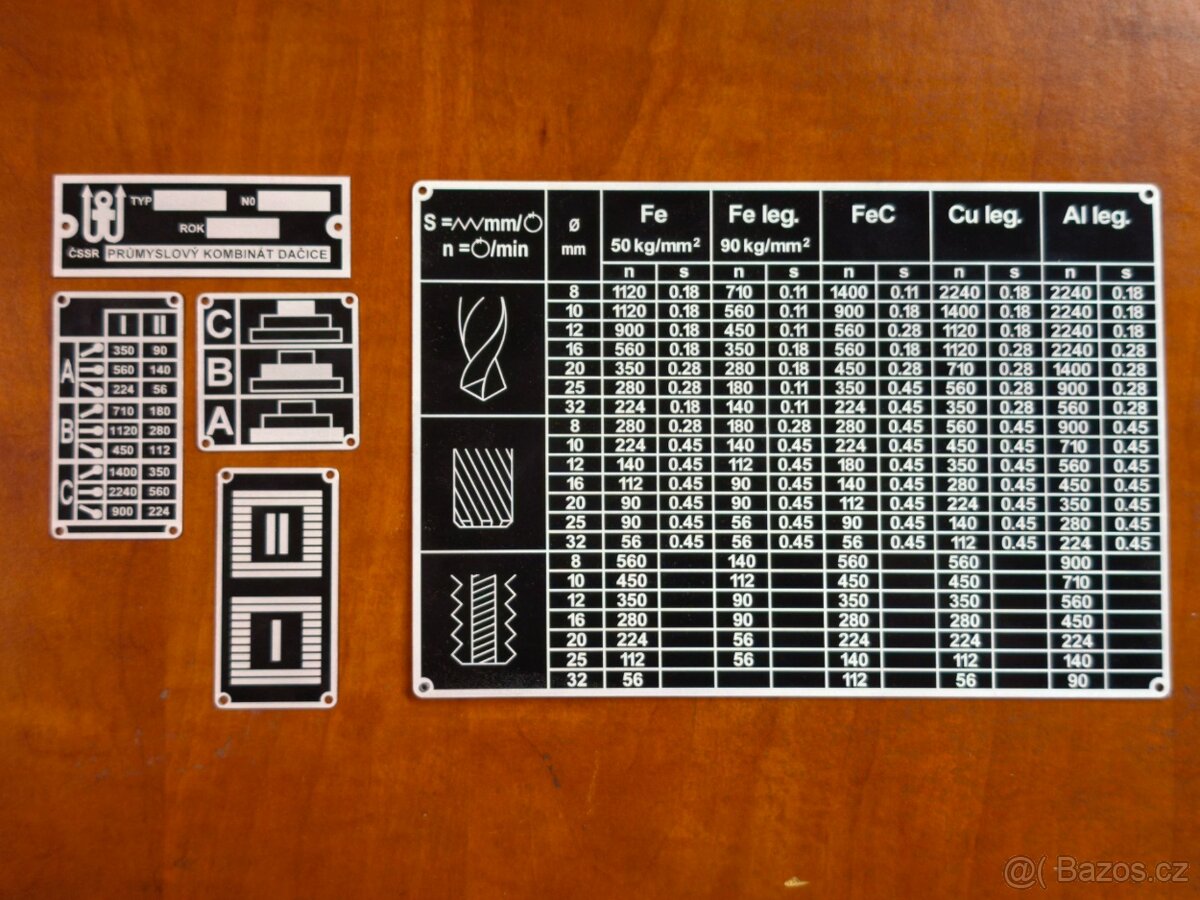 Štítky strojní vrtačky VS32
