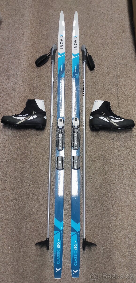 Juniorské běžky 169 cm + boty na běžky Fischer 39 + hůlky