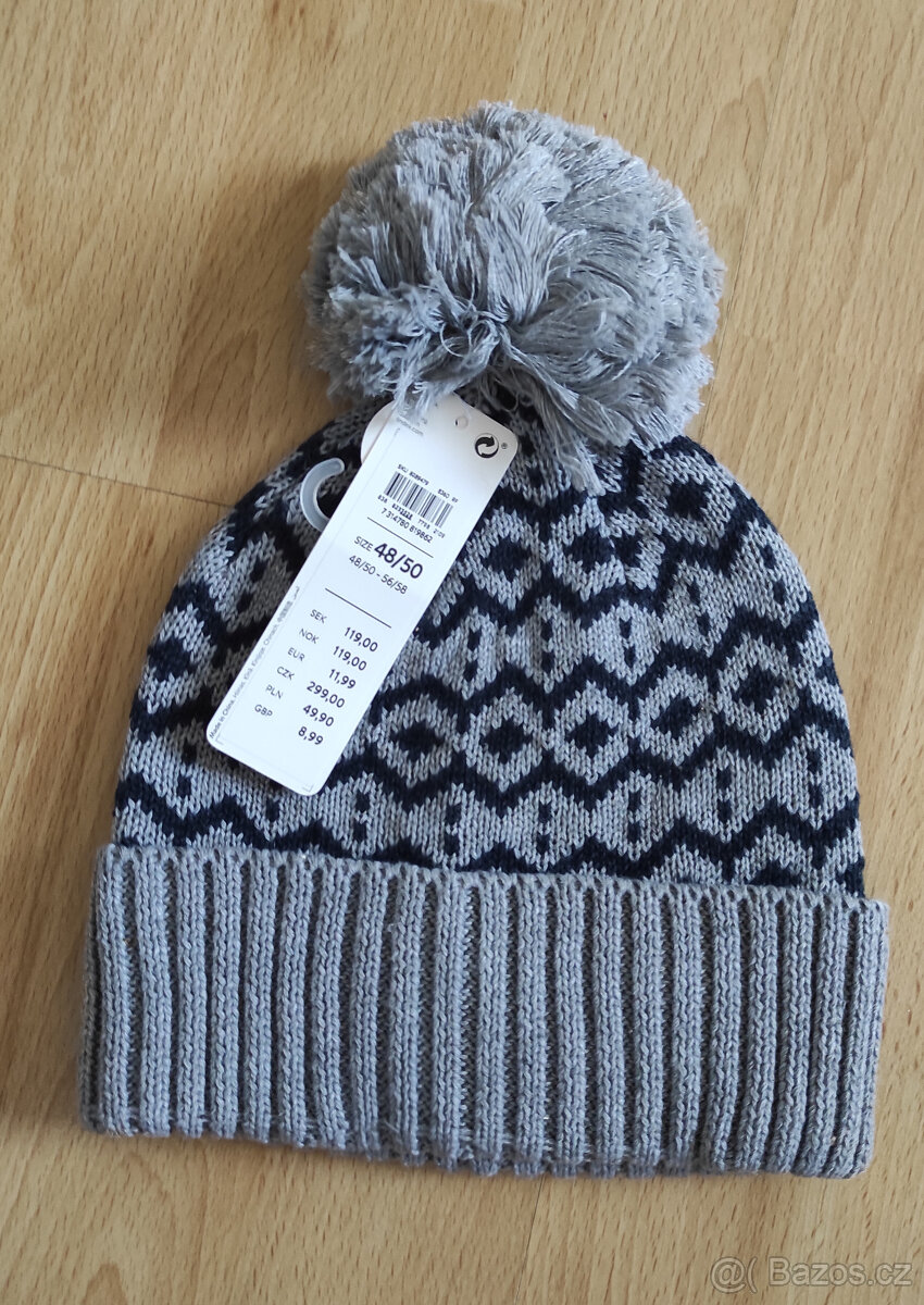 Zimní čepice Lindex s bambulí vel. 48/50