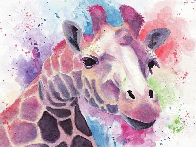 Žirafa kreslená - diamantové malování