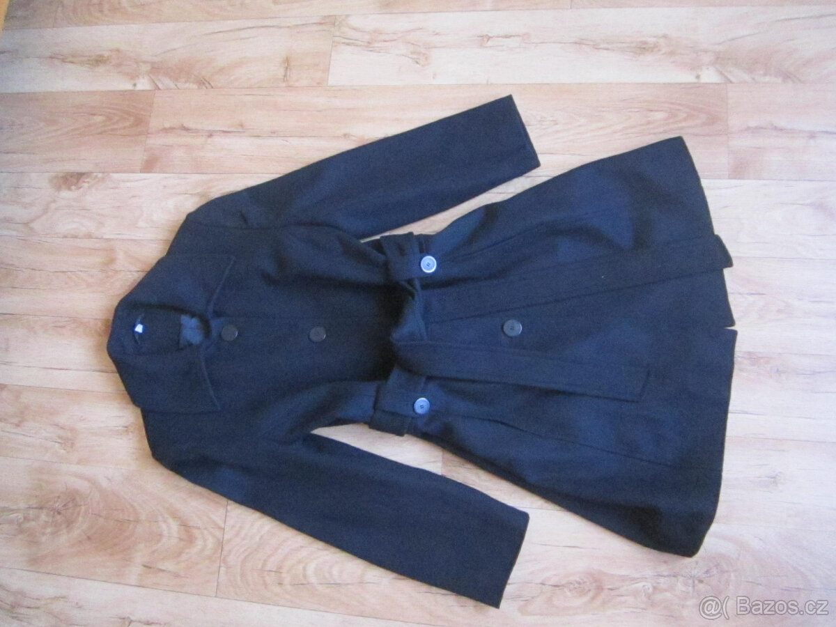 Vlněný kabát zn. Biaggini, černý, vel. M/L, velmi elegantní