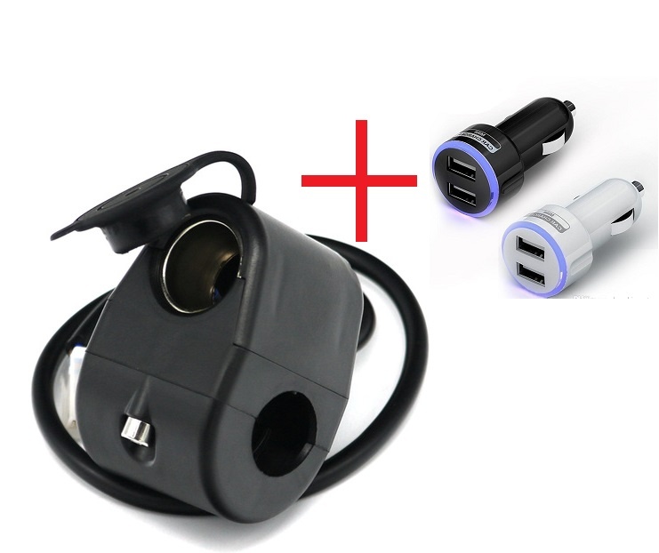 Motozásuvka vodotěsná 12V, USB 5V