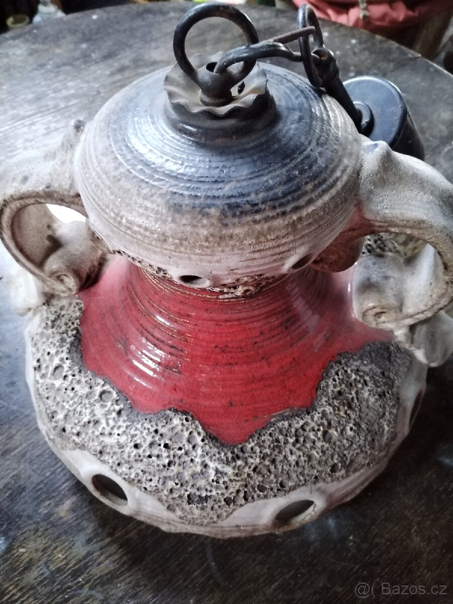 Starožitná keramická lampa, lustr