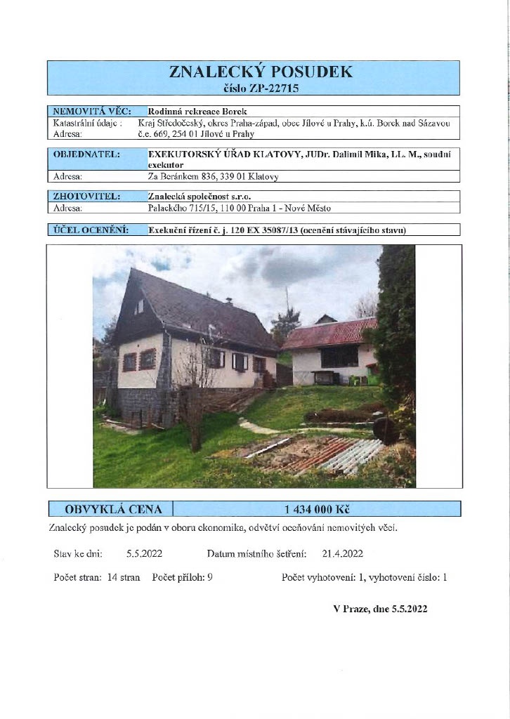 Podíl o velikosti id. 1/2 ke stavbě pro rodinnou rekreaci