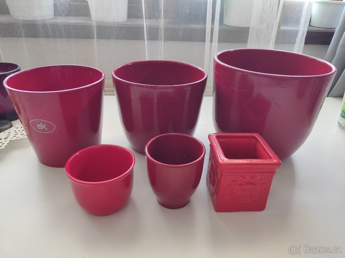 Červené obaly na květináče - sada