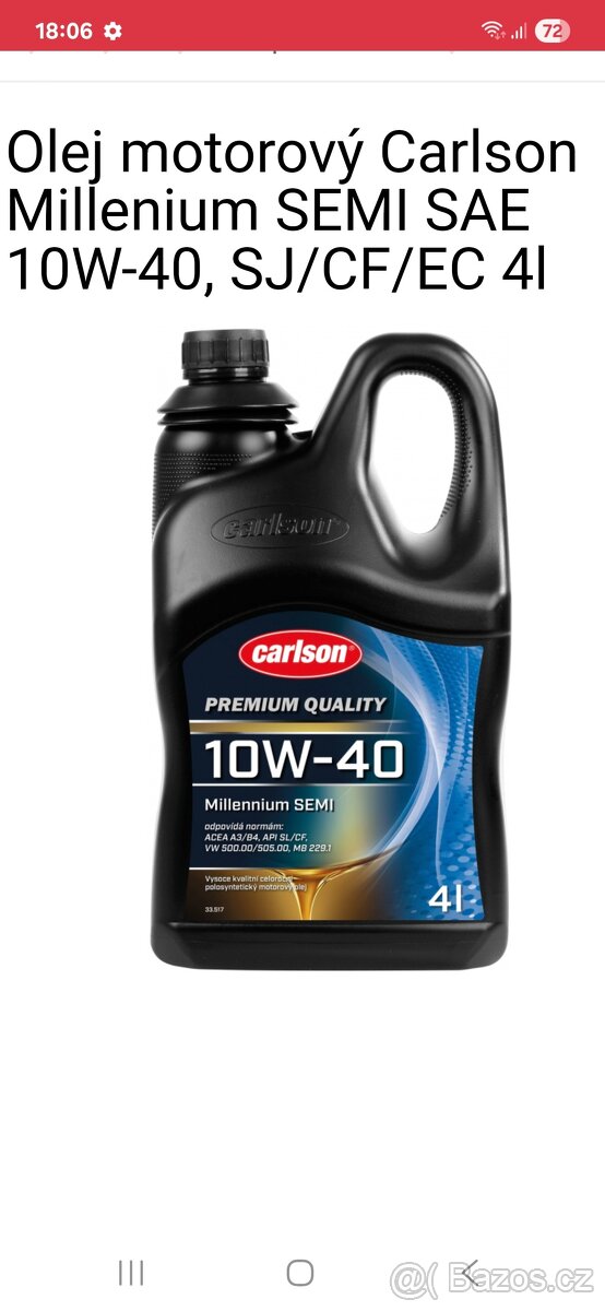 Nové balení 4l oleje 10w40