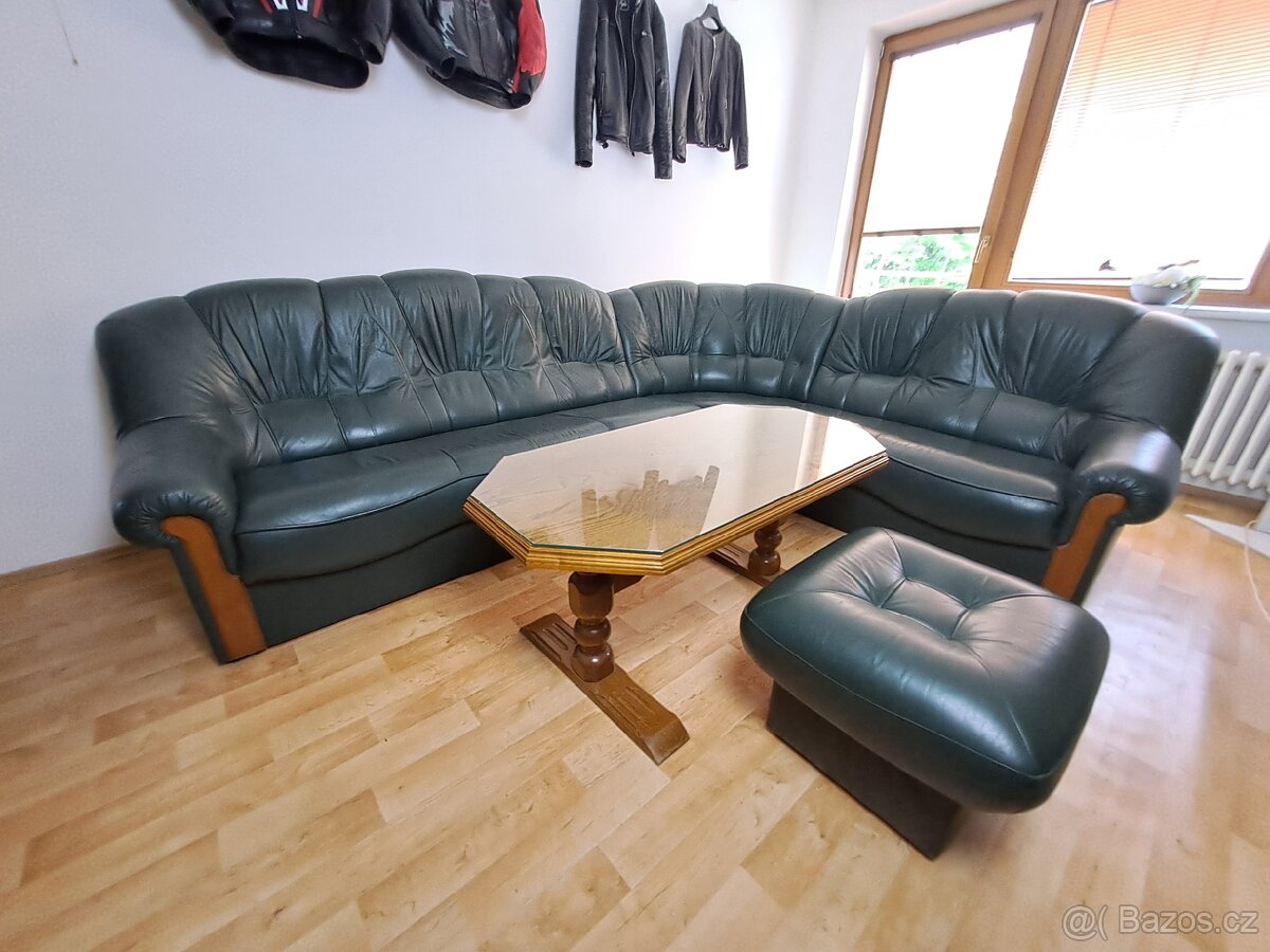 Kožená rustikální sedací souprava - rohová