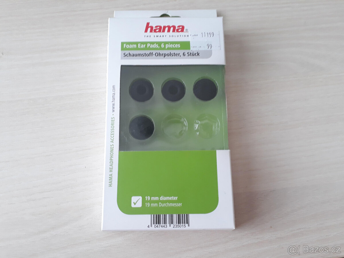 Návleky na sluchátka HAMA - průměr 19 mm, 2 páry, nové