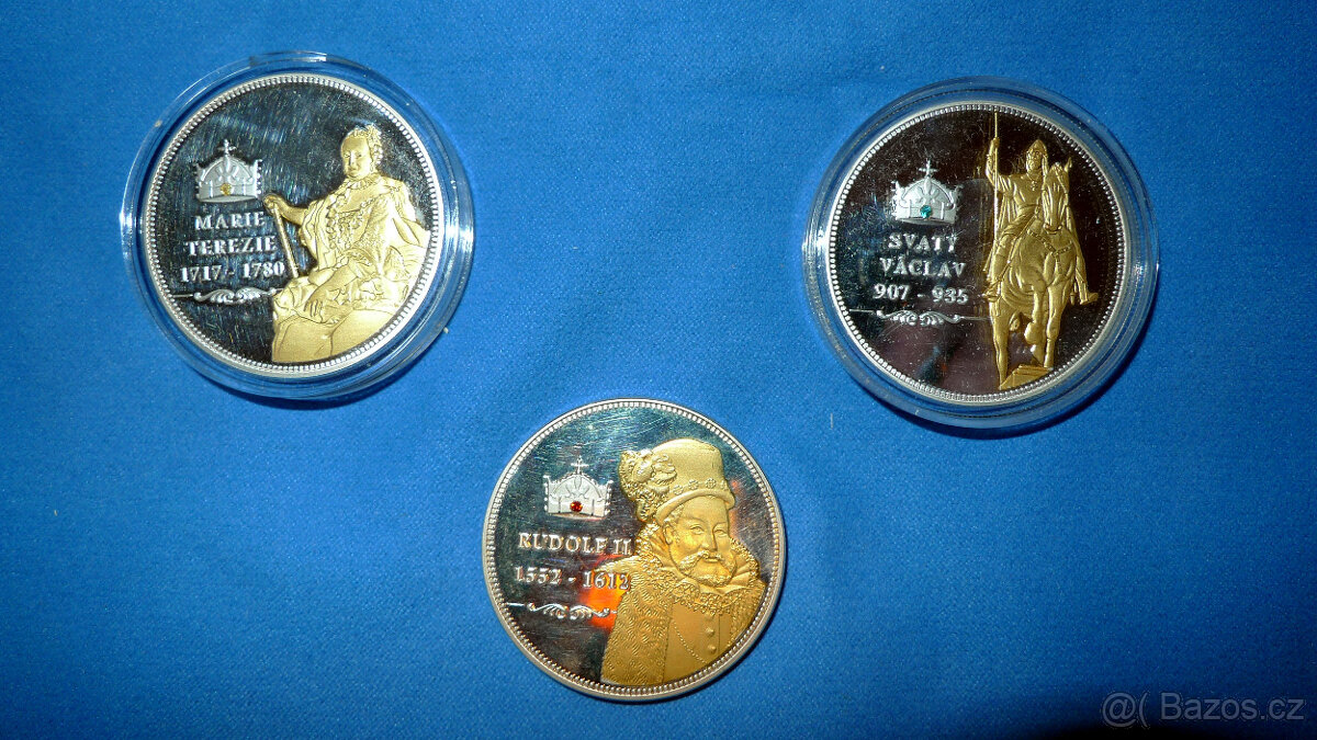 Sada 3 velkých mincí čeští panovníci