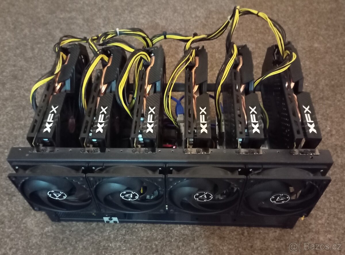 Mining rig 6x XFX RX 580 8GB na rozebrání na díly