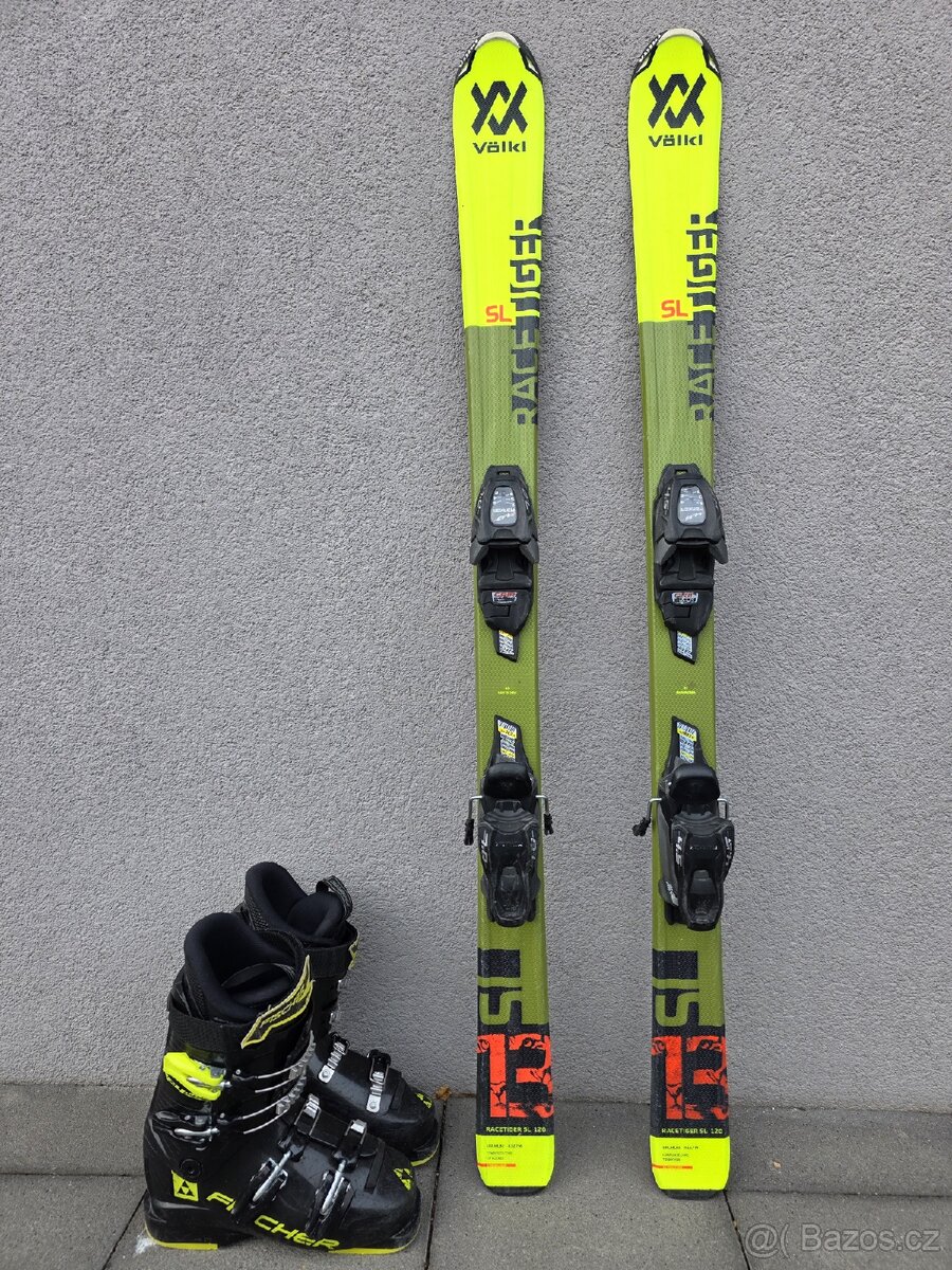 Dětské lyže VÖLKL RACE TIGER, 120 cm + lyžáky FISCHER