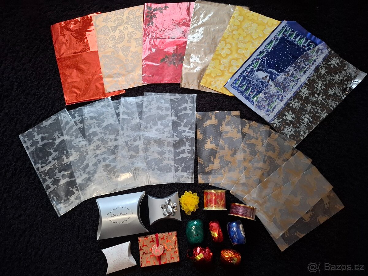 Dárkové sáčky, mašle, stuhy