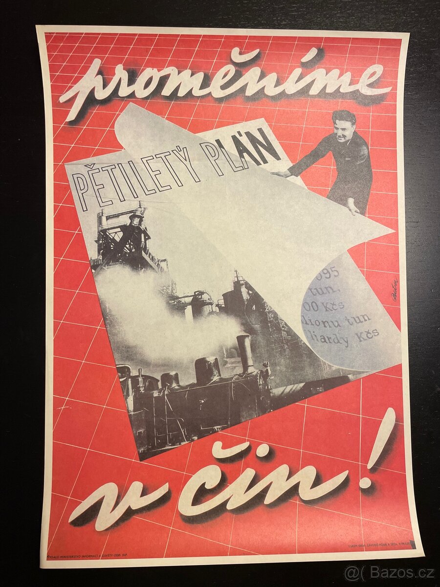 Plakát - 50 let KSČ -ROH komunismus, propaganda 2