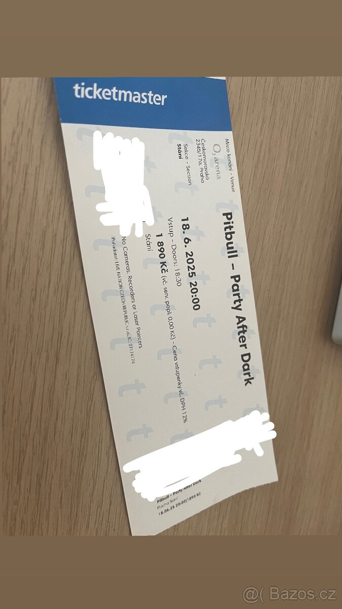 Fyzické lístky na koncert Pitbulla