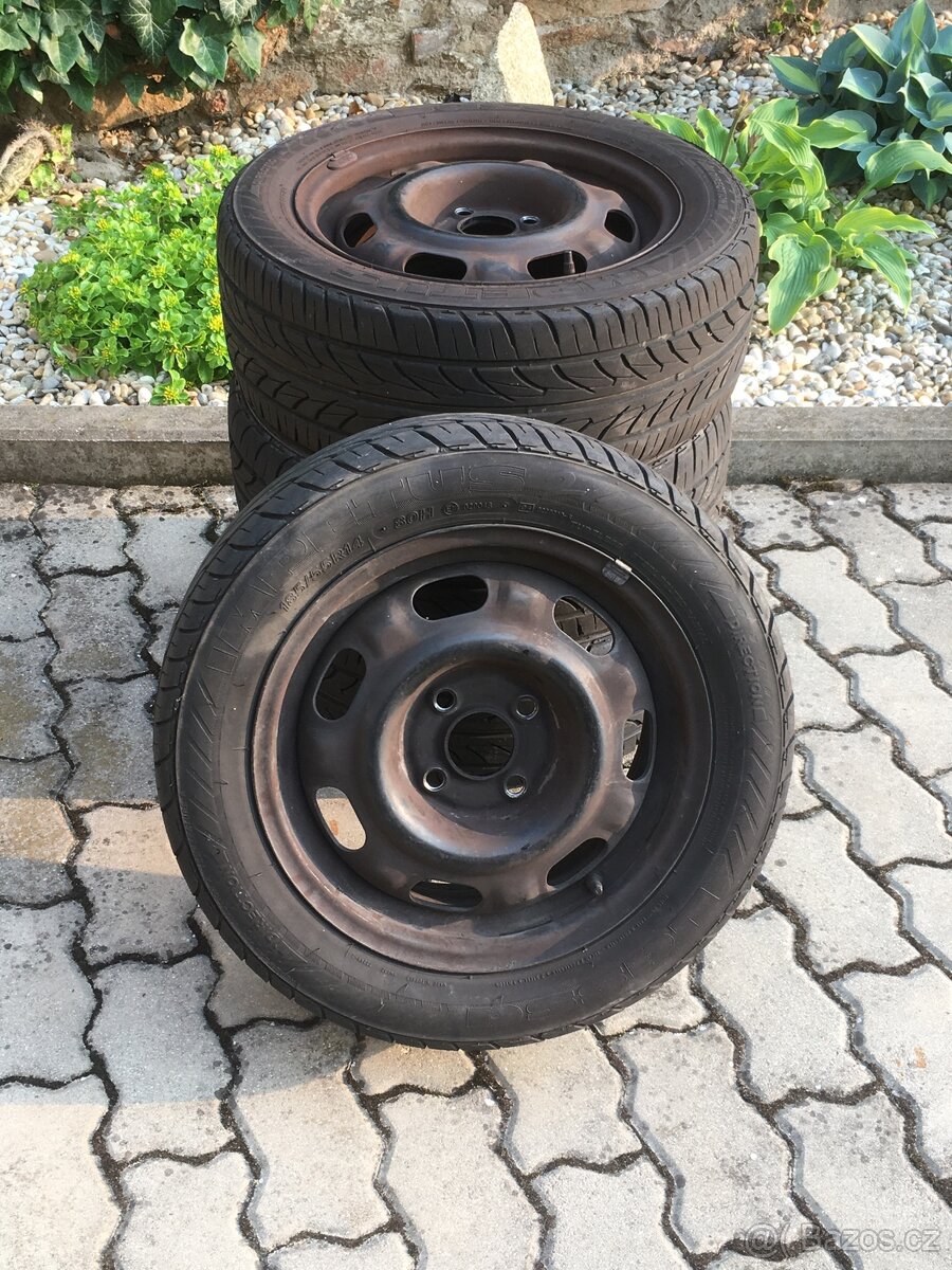 Plechové disky 14”-4x100 s letním pneu-185/55 R14