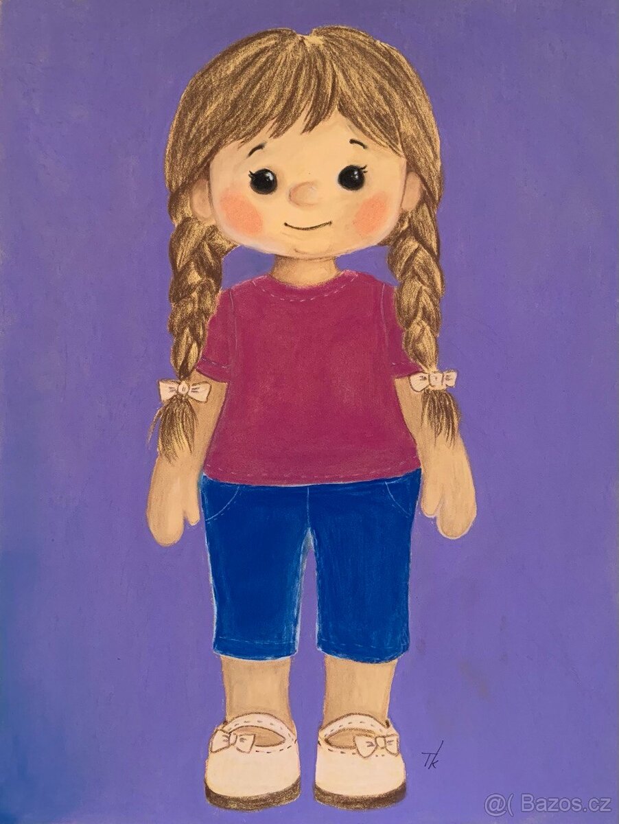 Obraz Anička s copánky, pastel