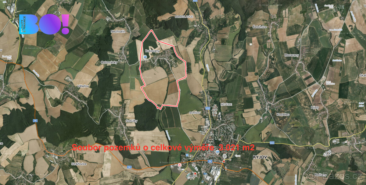 Prodej pole, 3021 m², Bukovany u Kyjova